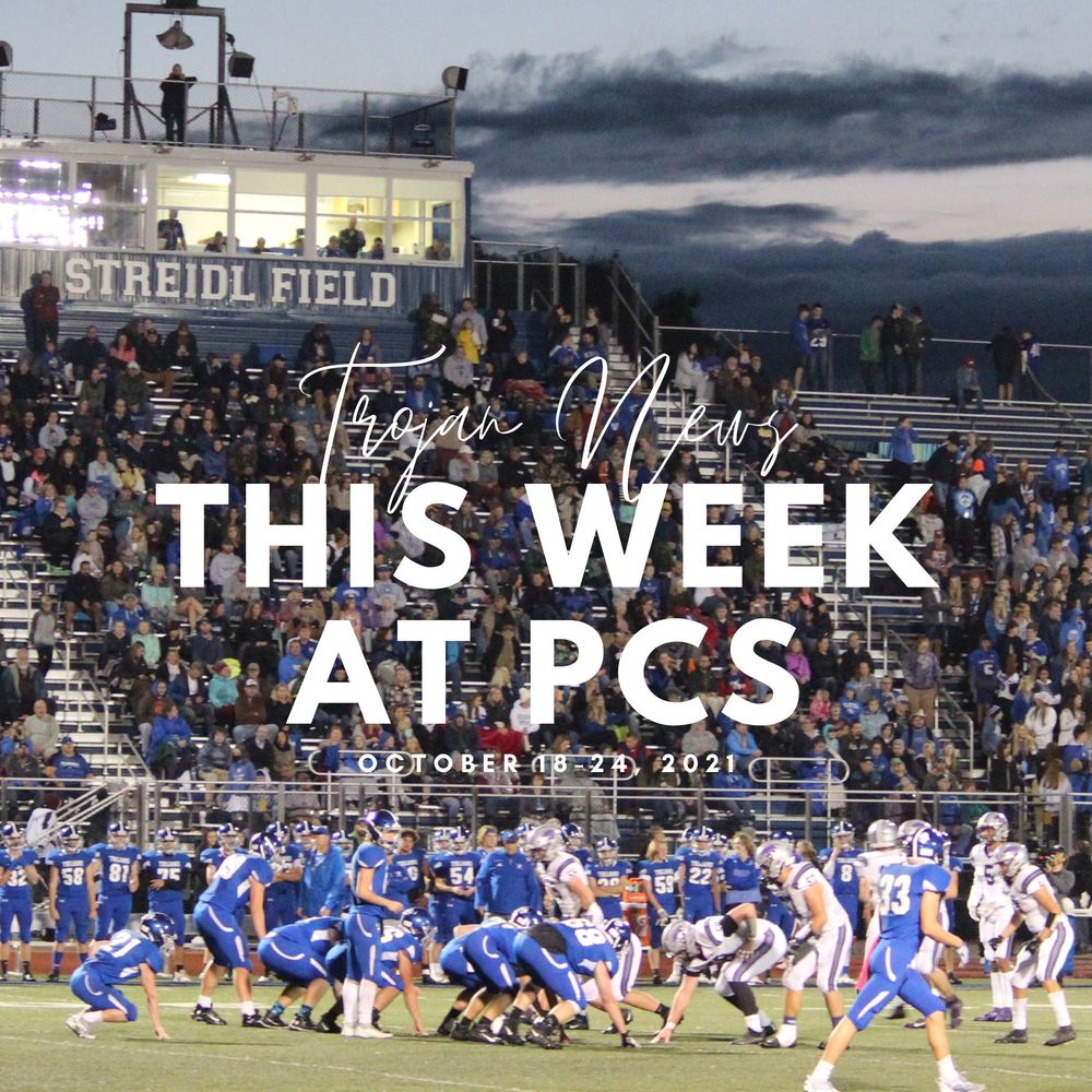 This Week at PCS Graphic with picture of Homecoming Football game at Streidl Field